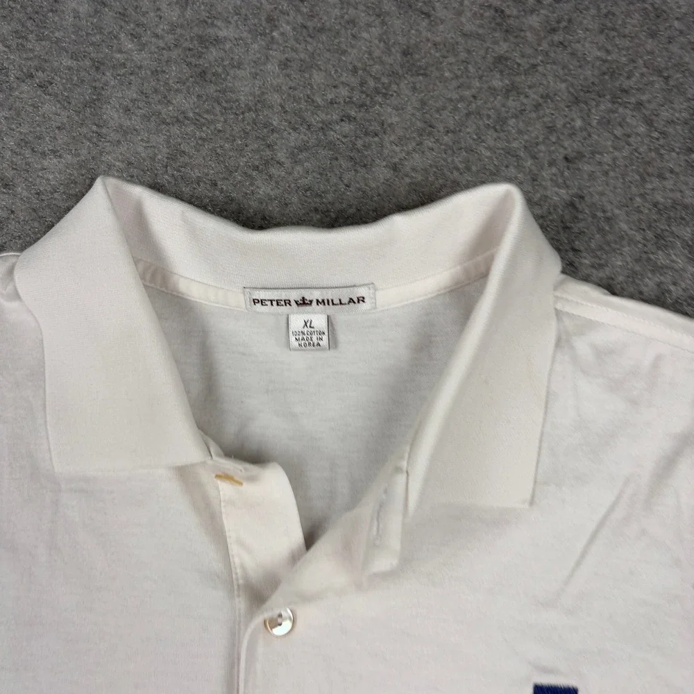 Peter Millar‎ Polo Shirt Mens XL White Integrity Golf Course Construction Cotton
